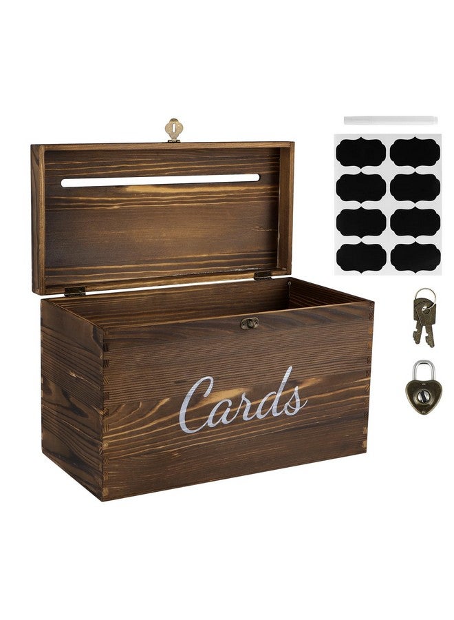 MDLUU Wood Wedding Card Box, Rustic Wedding Money Case with Lock, Envelope Holder Card Receiving Box for Wedding, Reception, Birthday Party (Brown) - Image 2