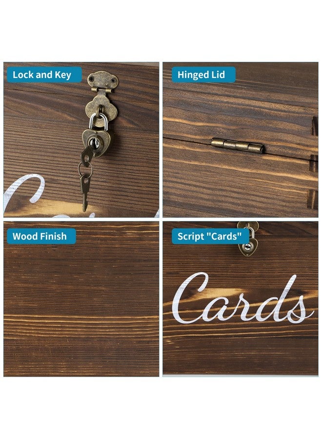 MDLUU Wood Wedding Card Box, Rustic Wedding Money Case with Lock, Envelope Holder Card Receiving Box for Wedding, Reception, Birthday Party (Brown) - Image 4