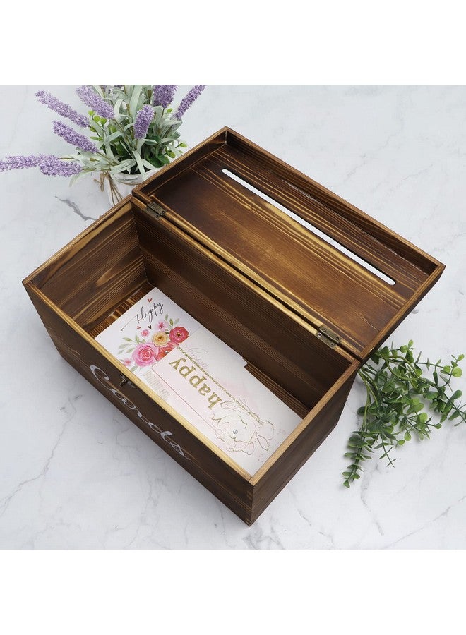 MDLUU Wood Wedding Card Box, Rustic Wedding Money Case with Lock, Envelope Holder Card Receiving Box for Wedding, Reception, Birthday Party (Brown) - Image 5