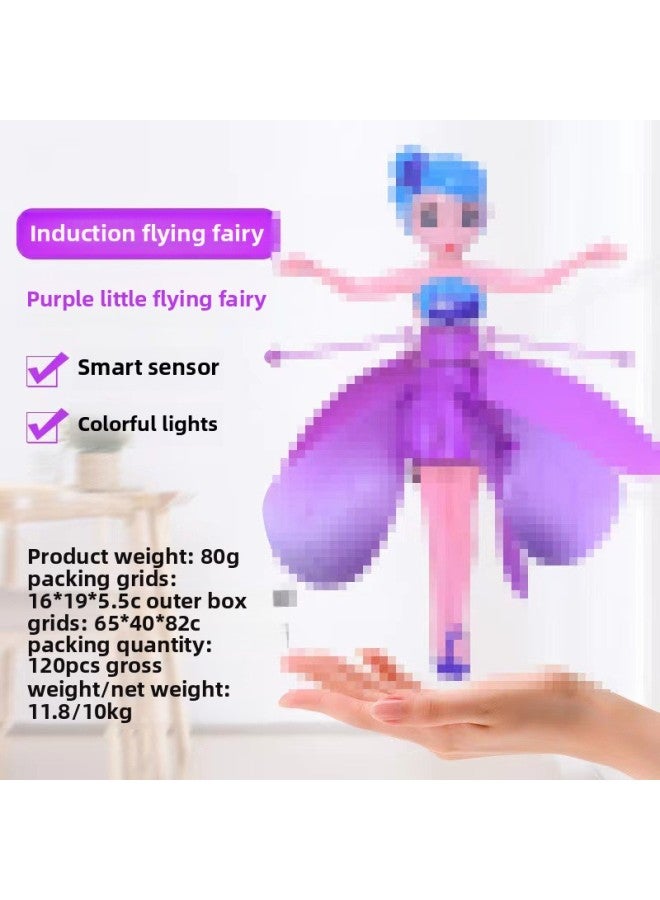 Small Flying Fairy Induction Aircraft Flying Flower Fairy Suspension Fall-resistant Luminous Strange Flying Toys Wholesale-Color:Small Flying Fairy Purple-with USB Charging Warranty - Image 1