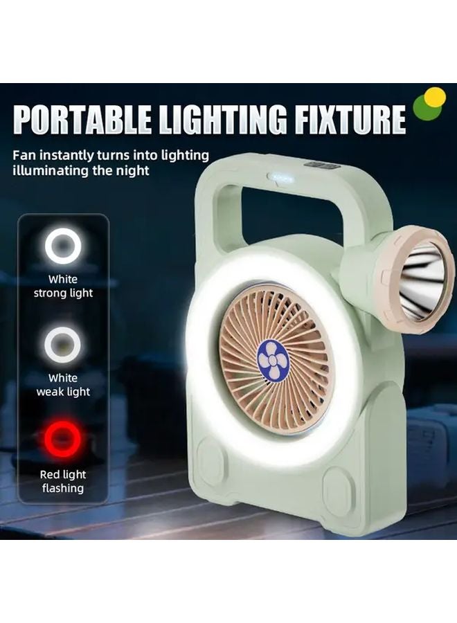 Portable Camping Fan With LED Light 40H Working Time Power Bank Flashlight 1pc - Image 3