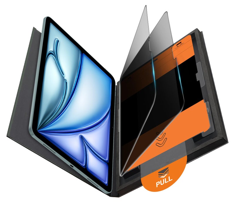 OMOTON 2 Pack Privacy Screen Protector for iPad Air 13 Inch M3/M2 (7th/6th Generation, 2025/2024), Anti-Spy Tempered Glass with Easy Installation Tray, Case Friendly/Apple Pencil Support - Image 1