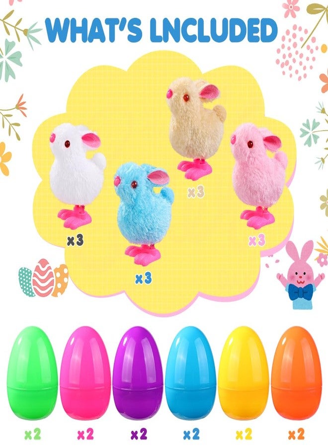 Vellibring 12 Pcs Easter Eggs with Jumping Bunny Wind Up Toys 4 Colors Hopping Windup Toy for Kids Boys Girls Easter Egg Hunt Basket Party Favors Goody Bag Fillers Presents - Image 4