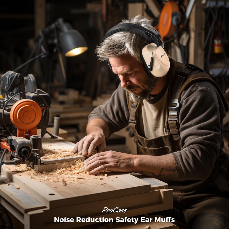 ProCase Noise Reduction Ear Muffs, Sound Proof Ear Protection, NRR 28dB Noise Cancelling Headphones for Adults Kids Autism, Hearing Protection for Shooting Gun Range Mowing -Beige - Image 4