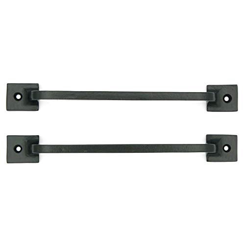 CRAFTSMAN ROAD Black Cast Iron Pull Handles 9 inch (Squared Base, Set of 2) - Cabinet Door Handles, Gate Handle Pull, Barn Door Hardware, Grab Handles - Image 4