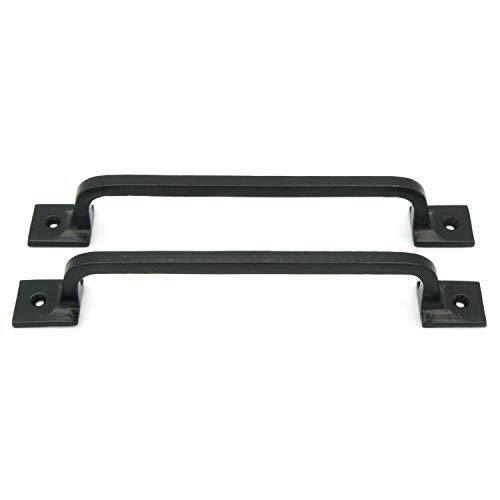 CRAFTSMAN ROAD Black Cast Iron Pull Handles 9 inch (Squared Base, Set of 2) - Cabinet Door Handles, Gate Handle Pull, Barn Door Hardware, Grab Handles - Image 3