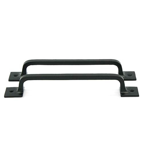 CRAFTSMAN ROAD Black Cast Iron Pull Handles 9 inch (Squared Base, Set of 2) - Cabinet Door Handles, Gate Handle Pull, Barn Door Hardware, Grab Handles - Image 2