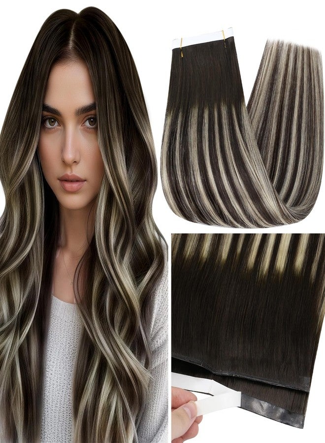 فل شاين وصلات شعر طبيعية لامعة بالكامل، لون بني وأشقر بالياج، خصلات طويلة وعريضة، وصلات شعر ريمي غير مرئية للنساء، طول 22 بوصة، وزن 50 غرام، قطعة واحدة، مناسبة للمناسبات غير الرسمية. - Image 1