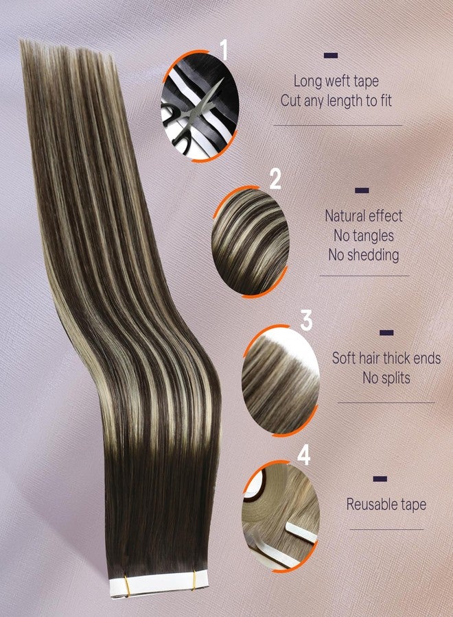 فل شاين وصلات شعر طبيعية لامعة بالكامل، لون بني وأشقر بالياج، خصلات طويلة وعريضة، وصلات شعر ريمي غير مرئية للنساء، طول 22 بوصة، وزن 50 غرام، قطعة واحدة، مناسبة للمناسبات غير الرسمية. - Image 3