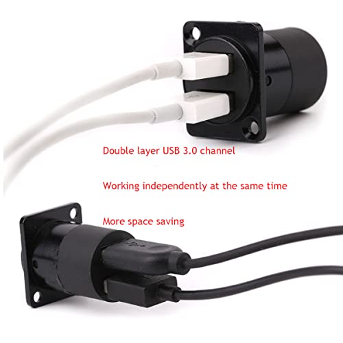 PENGLIN 2PCS Dual Ports USB 3.0 Panel Mount Connector,USB 3.0 Female to Female Coupler D-Type USB Bulkhead Adapter with Waterproof Cap - Image 4
