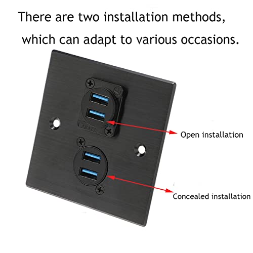 PENGLIN 2PCS Dual Ports USB 3.0 Panel Mount Connector,USB 3.0 Female to Female Coupler D-Type USB Bulkhead Adapter with Waterproof Cap - Image 5