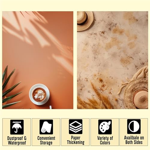 HomeArt 2 Sheet 2 in 1 Product Photography Backdrop 3D Flat Lay Tabletop Double-Sided 20x29 Photo Background PVC Wrinkle Free for Small Products Food, Cosmetics Shoot (Combo 5) - Image 3
