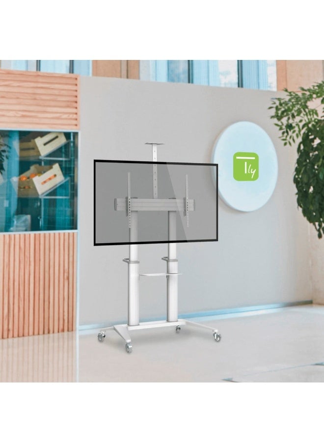 HAMOOD, Aluminium Ultra-modern white TV Cart for TV from 70" to 120" White Maximum supported TV weight: 140 kg - Image 5