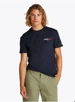 TOMMY JEANS Men's Back Logo Crew Neck T-Shirt - Cotton, Blue  - Image 1