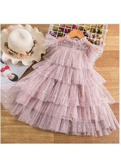 Daddy's Angel Dress For Girls Birthday Party Princesses Mesh Sequin Moon Star Tulle Ruffle Kids Pink  - Image 1