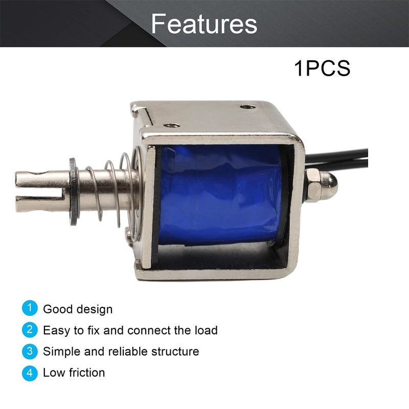 Fielect DC 12V 20N Push Pull Type Solenoid Electromagnet, 10mm 2A Open Frame Type Solenoid Electromagnet, Linear Motion, JF-0826B-12V - Image 3