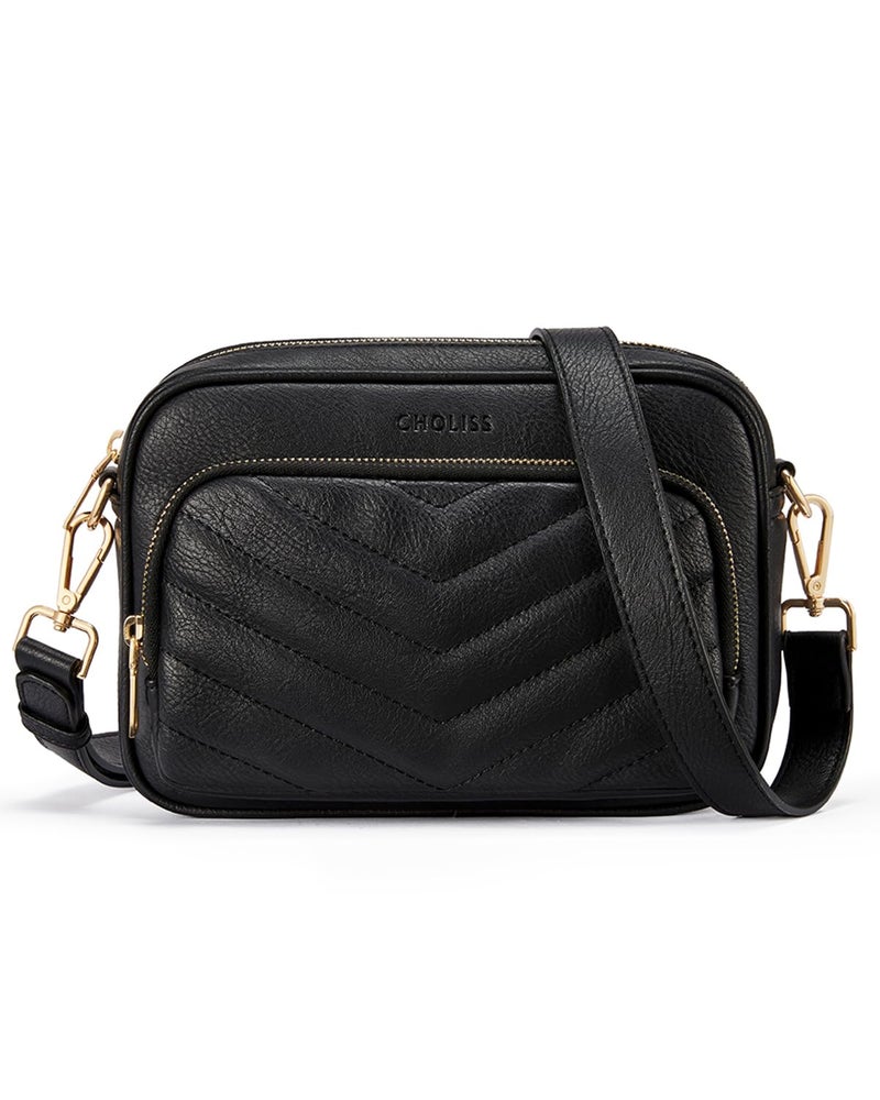 CHOLISS Quilted Crossbody Bags for Women RFID Vegan Leather Travel Purse Small Shoulder Handbags with Built in Wallet - Image 1