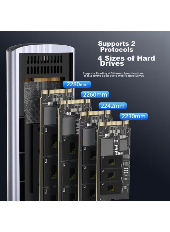 Superior حافظة القرص الصلب Youyuezhe M.2، بروتوكول مزدوج Nvme/Sata، حافظة قرص صلب محمولة، Type-C3.2، لأجهزة الكمبيوتر المحمولة والهواتف الذكية، حافظة SSD خارجية وتخزين ميكانيكي، سبائك الألمنيوم، S241E - Image 1