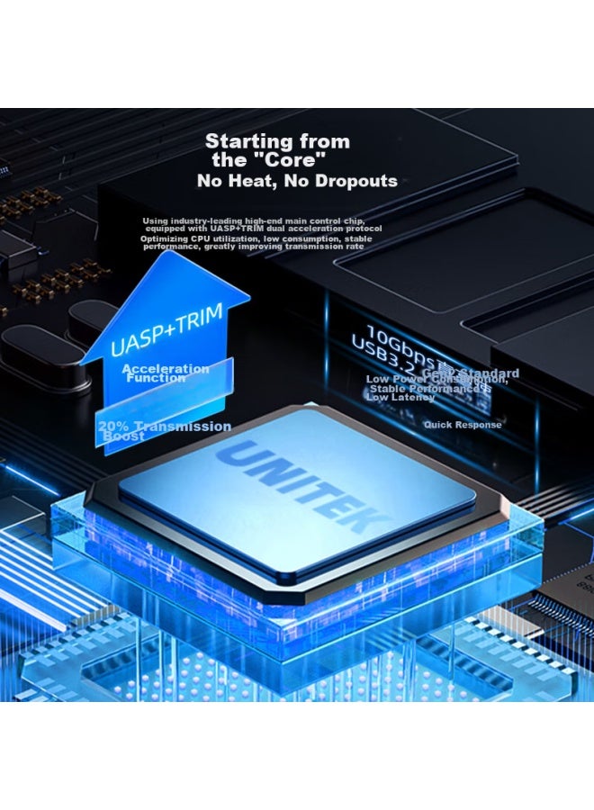 Superior حافظة القرص الصلب Youyuezhe M.2، بروتوكول مزدوج Nvme/Sata، حافظة قرص صلب محمولة، Type-C3.2، لأجهزة الكمبيوتر المحمولة والهواتف الذكية، حافظة SSD خارجية وتخزين ميكانيكي، سبائك الألمنيوم، S241E - Image 3