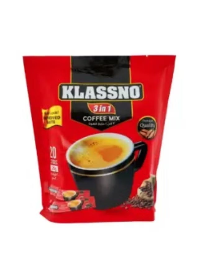 قهوة كلاسنو سريعة التحضير 3 في 1 مزيج قهوة 20 جم × 20 عرض