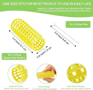 WILLBOND 24 Pcs Brush Hair Roller with Pins Plastic Mesh Hair Roller Self Grip Curler Clip for Women Long Medium Short Thick Thin Bang Barber Hairdressing Tool Home DIY Styling Salon Hairstyle Supply - Image 2