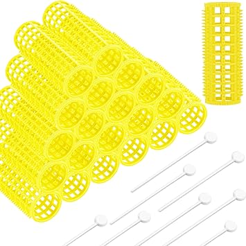 WILLBOND 24 Pcs Brush Hair Roller with Pins Plastic Mesh Hair Roller Self Grip Curler Clip for Women Long Medium Short Thick Thin Bang Barber Hairdressing Tool Home DIY Styling Salon Hairstyle Supply - Image 1