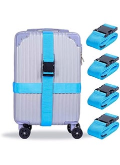 Generic 4 Pack Luggage Straps,Adjustable Suitable Belt Travel Accessories with Quick Release Buckle (Blue)  - Image 1