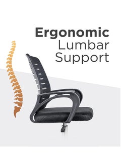 ALMUFARREJ Meshed Height Adjustable Office Chair with Armrest and Swivel Wheels Black  - Image 4