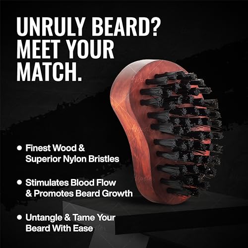 Hipster Beard Brush For Men | Nylon Bristles | Premium & Travel Friendly Wooden Beard Brush - Image 2
