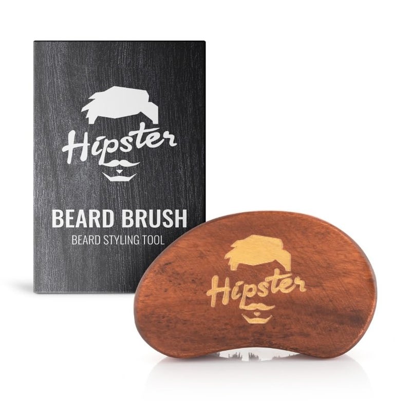 Hipster Beard Brush For Men | Nylon Bristles | Premium & Travel Friendly Wooden Beard Brush - Image 1