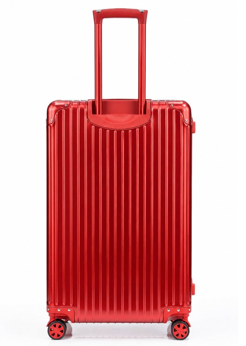 100% Genuine Full Aluminum Travel Suitcase featuring a premium aluminum shell, 360° dual spinner wheels, secure safety lock, telescopic handle, available in 20-inch and 28-inch sizes, offered in multiple colors, and includes a free silicone protective cover as a complimentary gift. - Image 4