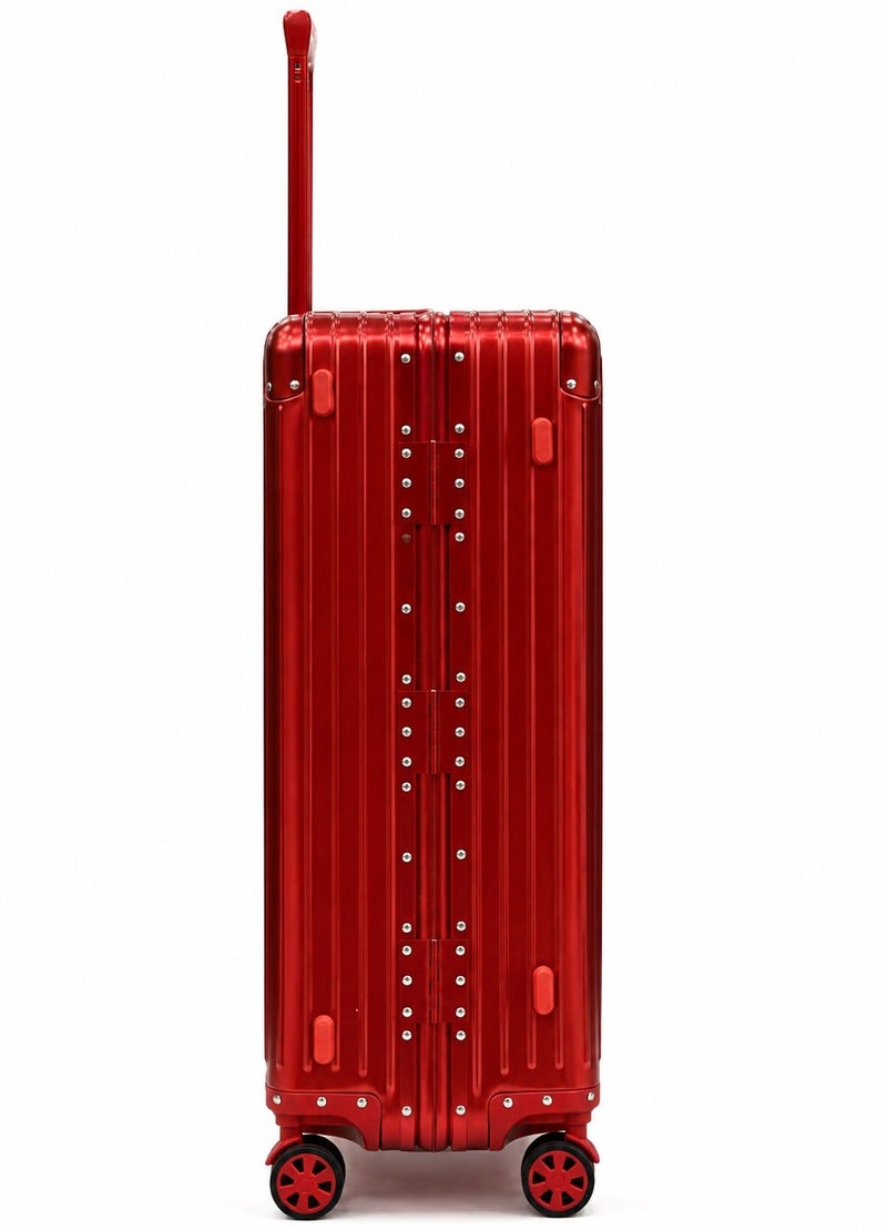 100% Genuine Full Aluminum Travel Suitcase featuring a premium aluminum shell, 360° dual spinner wheels, secure safety lock, telescopic handle, available in 20-inch and 28-inch sizes, offered in multiple colors, and includes a free silicone protective cover as a complimentary gift. - Image 5