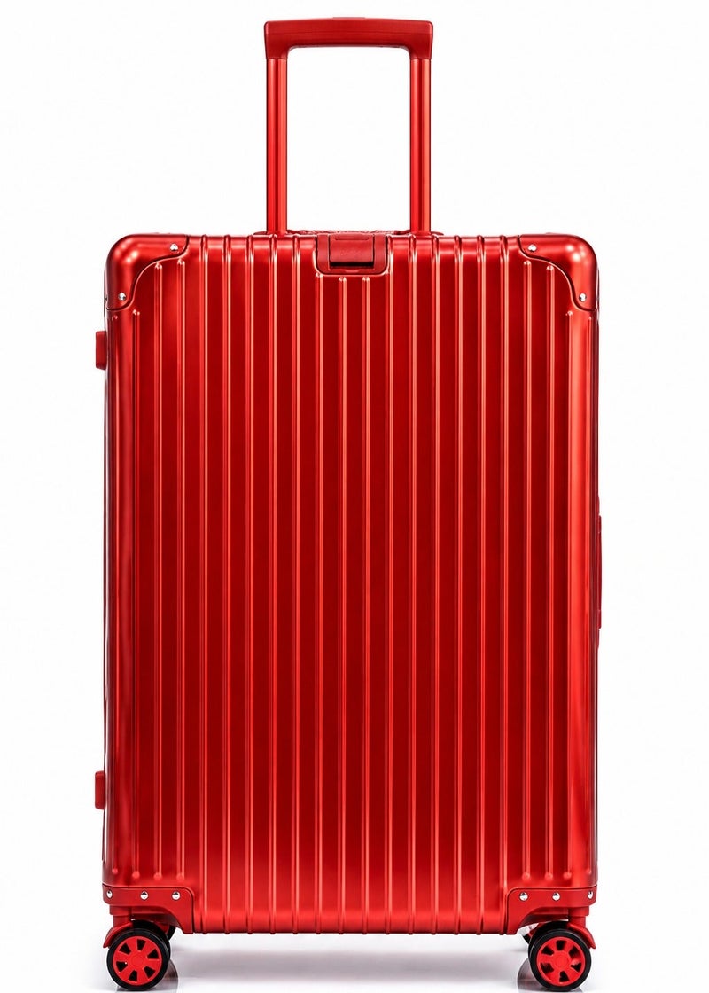 100% Genuine Full Aluminum Travel Suitcase featuring a premium aluminum shell, 360° dual spinner wheels, secure safety lock, telescopic handle, available in 20-inch and 28-inch sizes, offered in multiple colors, and includes a free silicone protective cover as a complimentary gift. - Image 3