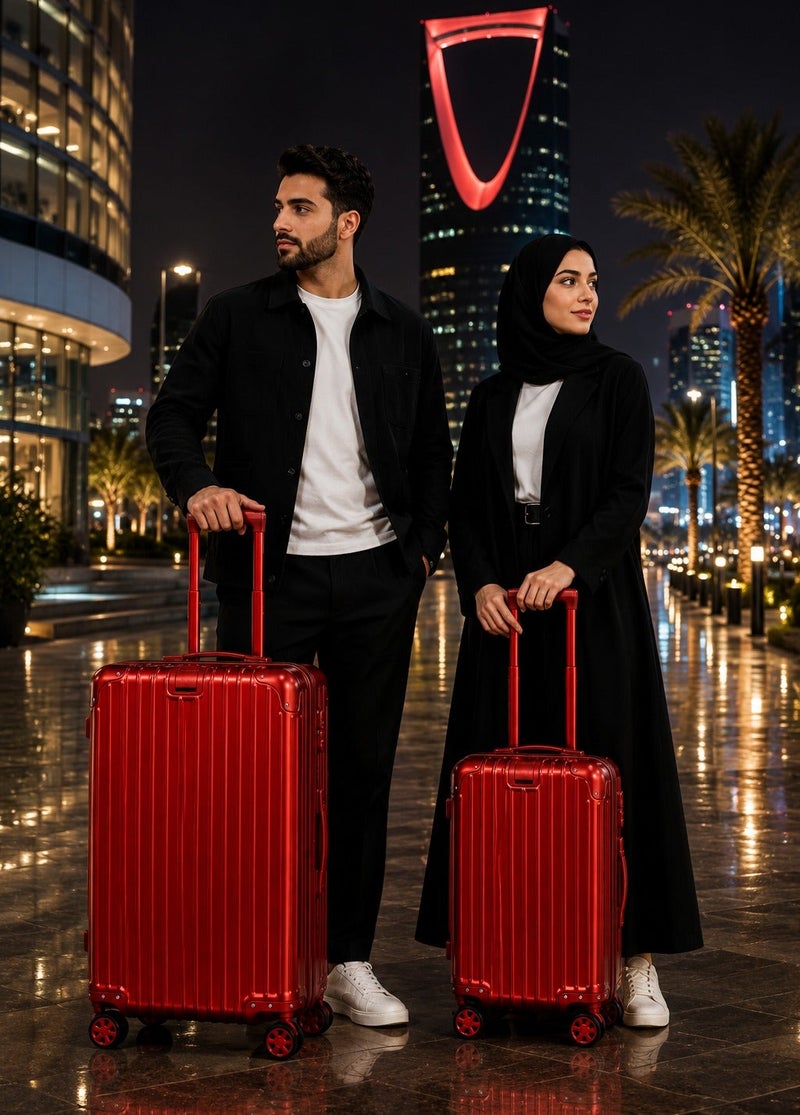 100% Genuine Full Aluminum Travel Suitcase featuring a premium aluminum shell, 360° dual spinner wheels, secure safety lock, telescopic handle, available in 20-inch and 28-inch sizes, offered in multiple colors, and includes a free silicone protective cover as a complimentary gift. - Image 2