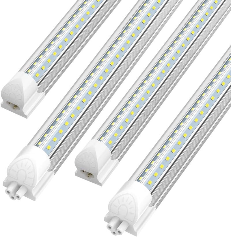 SHOPLED (Pack of 4) Linkable LED Utility Shop Lights for Garage, 6FT, 60W, LED Tube Ceiling Light T8 Integrated Single Fixture, 6000K, 8000LM Daylight V Shape, Basement, Offices, Clear Lens, Plug and Play - Image 1