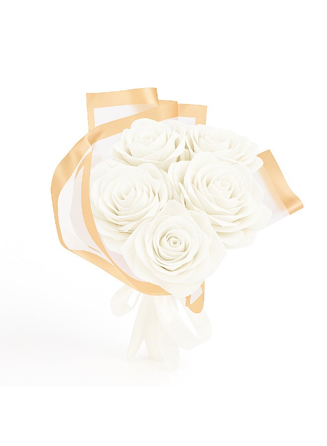 Handmade Satin Rose Bouquet, 4 Roses, Everlasting Elegant Gift