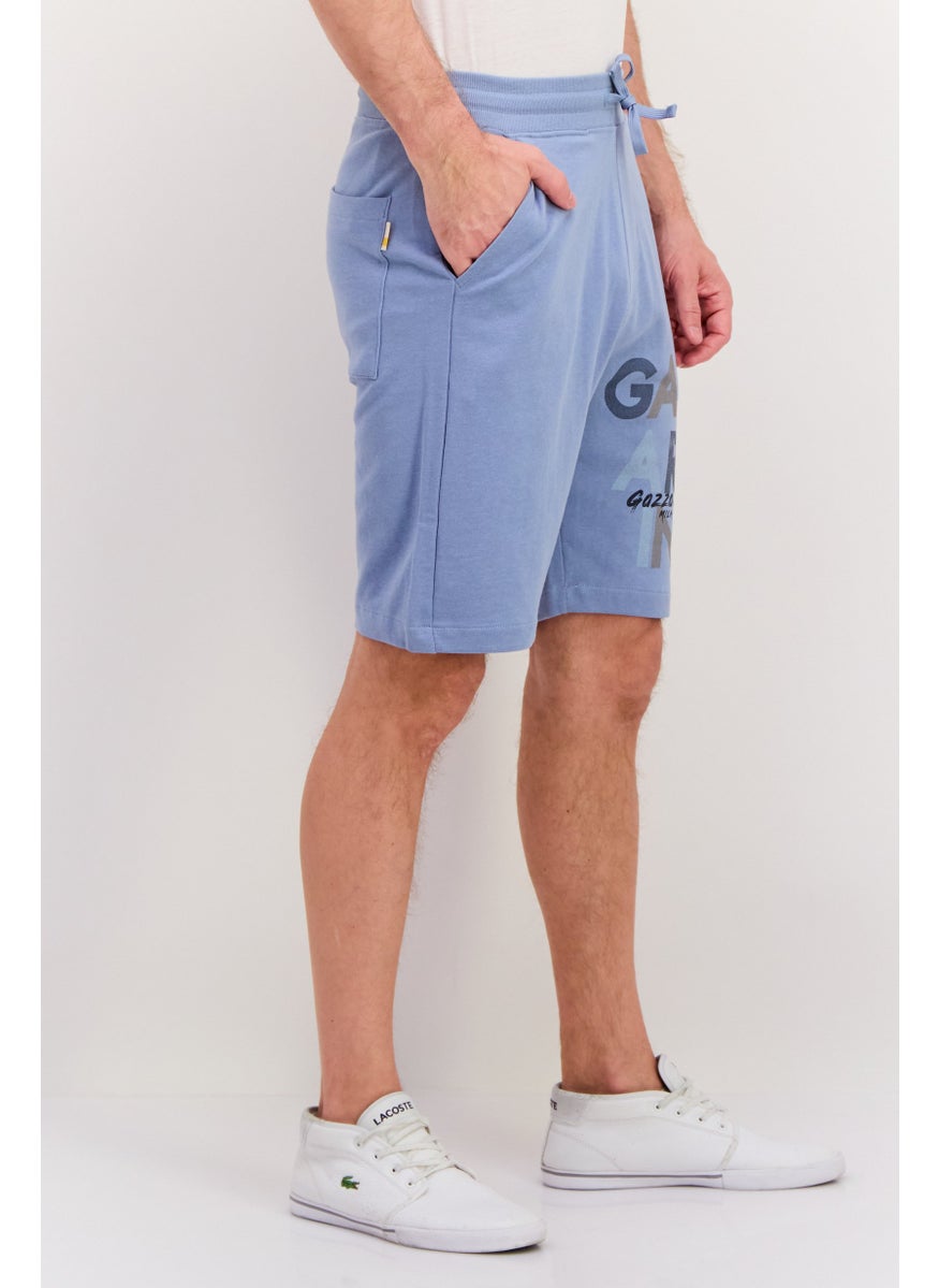 Gazzarrini Men Drawstring Brand Logo Basic Short, Dusty Blue  - Image 4