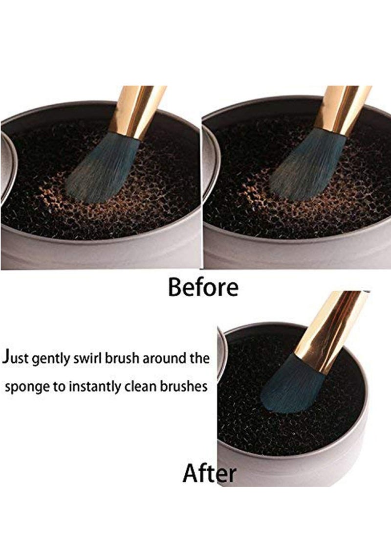Makeup Brush Cleaner Set 2 Pcs Quick Color Removal Sponge Dry Cleaning Box for Eye Shadow and Blush - Image 4
