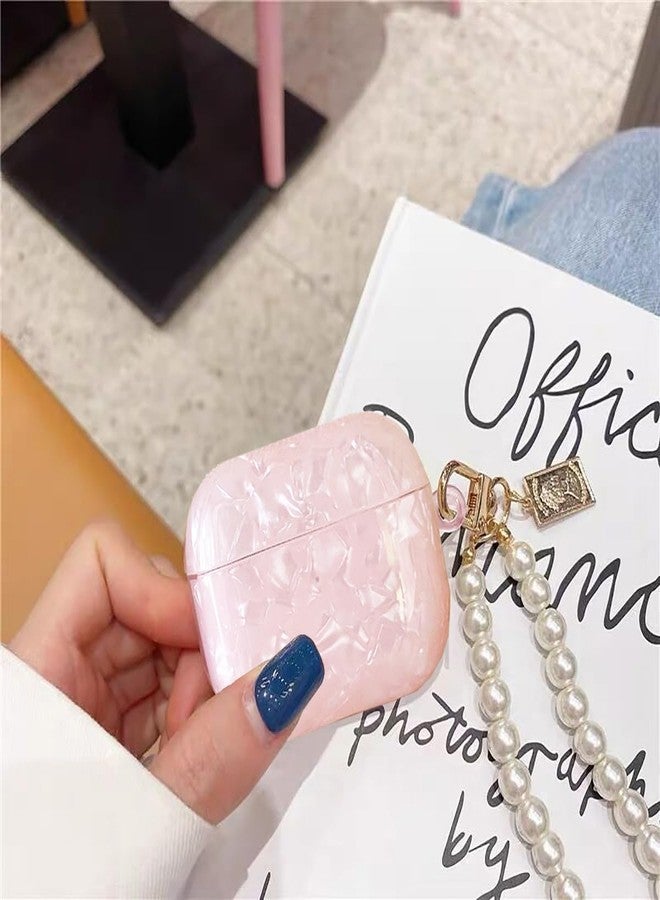 Olytop for Cute Glitter Airpods 3rd Generation Case with Cleaner Pen, Shell Pattern Apple Airpods iPod 3rd Gen Case Cover Protective Skin Girl Women with Luxury Pearl Keychain - Pink - Image 2