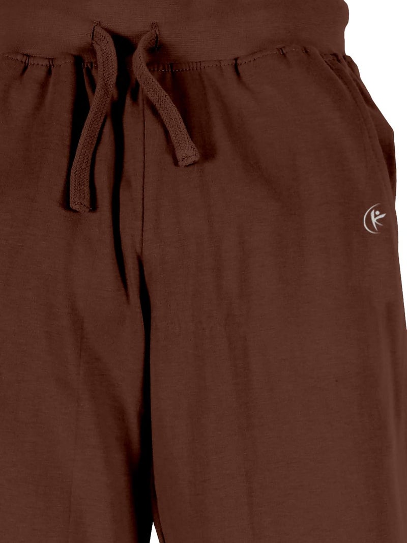 KiddoPanti 100% Cotton Track Pants for Boys & Girls | Soft Single Jersey Fabric | Elastic Waist with Drawcord | Full Length with Rib Hem & Pockets | Joggers and Lowers for Kids, Brown - 3-4Y - Image 4