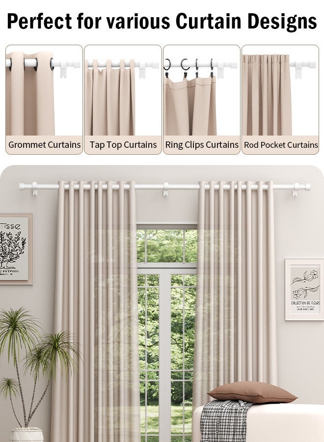 Nadrab Curtain Rod, Splicing Curtain Poles Set for Eyelet Curtains, 25mm Diameter Drapery Rods with Brackets for Bedroom Living Room Office - Image 2