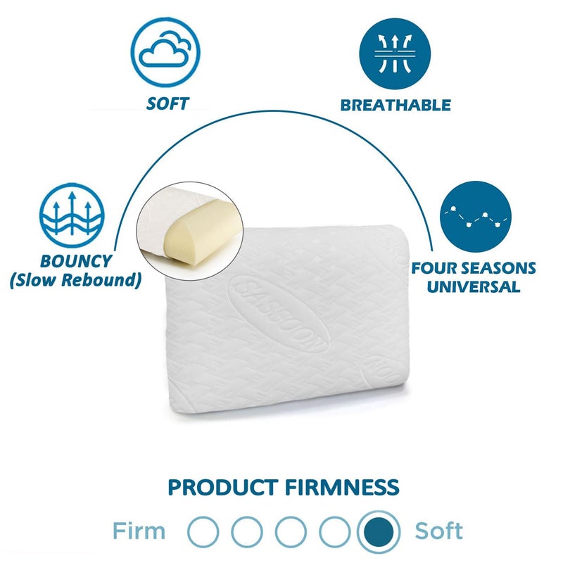 Sassoon Laika Orthopedic Memory Foam Pillow for Comfortable Sleep, King Size (24" x 15"x 5") (Pack of 2) - Neck Pain and Shoulder Pain Relief - Image 2