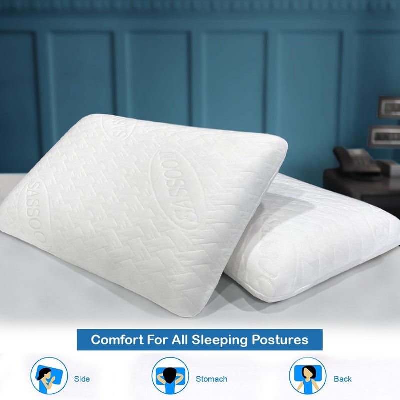 Sassoon Laika Orthopedic Memory Foam Pillow for Comfortable Sleep, King Size (24" x 15"x 5") (Pack of 2) - Neck Pain and Shoulder Pain Relief - Image 4