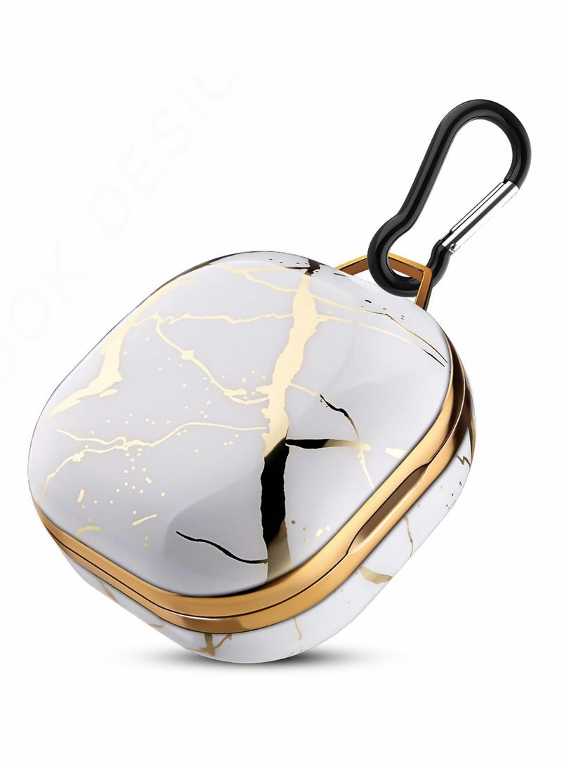 SOLARAE Wireless Bluetooth Headphone Case for Samsung Galaxy Buds 2/ Pro/ Live TPU Drop Resistant Headphone Case with Keychain (Platinum Marble Color) - Image 1