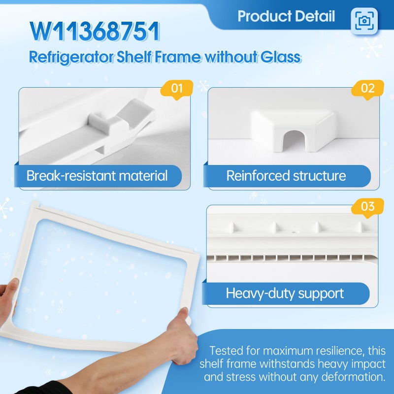 Salugre OEM W11368751 W10905531 Refrigerator Crisper Drawer Cover Frame Compatible with Whirlpool Amana Kenmore Maytag Ikea, Replacement Part W10904001 4929301 PS12723962 PD00053175 AP6888387 EAP12723962 - Image 4