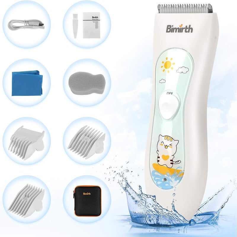 Bimirth Baby Hair Clipper Hair Trimmer for Kids and Toddlers Waterproof Rechargeable Cordless Hair Cutting Machine for Children with Bag