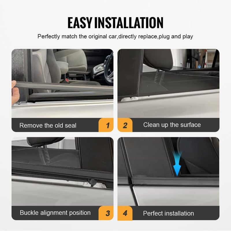 GZYF 4PCS Weatherstrip,Window Weather Stripping Moulding Trim Seal Belt for Honda Civic 2012 2013 2014 2015, Door Outside Trim Seal Belt, Replace#72450-TR0-A01 72410-TR0-A01 72950-TR0-A01,Black - Image 5