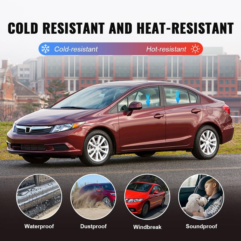 GZYF 4PCS Weatherstrip,Window Weather Stripping Moulding Trim Seal Belt for Honda Civic 2012 2013 2014 2015, Door Outside Trim Seal Belt, Replace#72450-TR0-A01 72410-TR0-A01 72950-TR0-A01,Black - Image 3