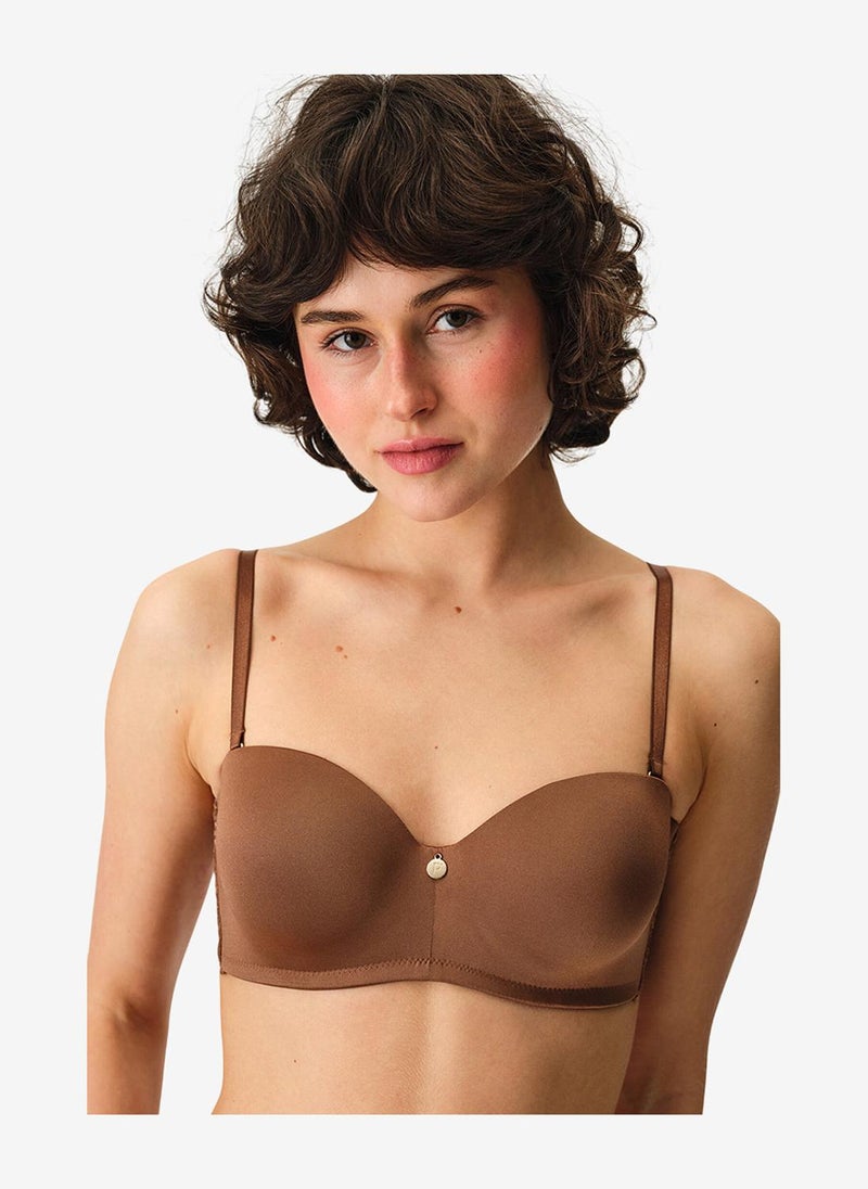Penti Women Lotus Essentials Brown Strapless Wired Bra - Image 1
