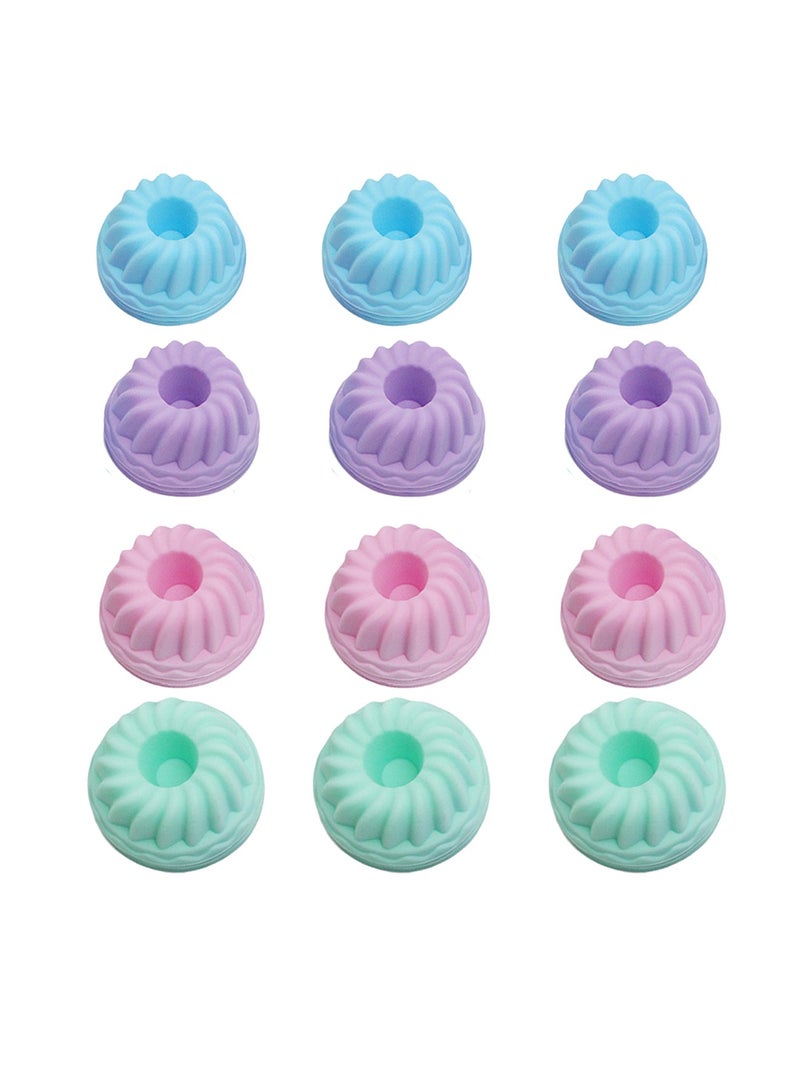 Silicone Cake Cups, Pumpkin Shape Silicone Baking Cake Moulds, Nonstick Cupcake Liners, Bpa Free Fancy Dessert Tray Jelly and Muffin Cups, 12Pack (Size: 8x3.5x5CM) - Image 1